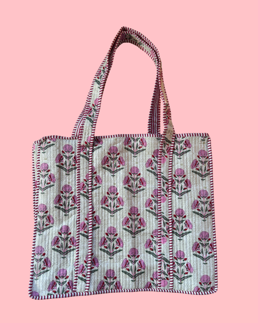 Monogrammed Quilted Tote - Large