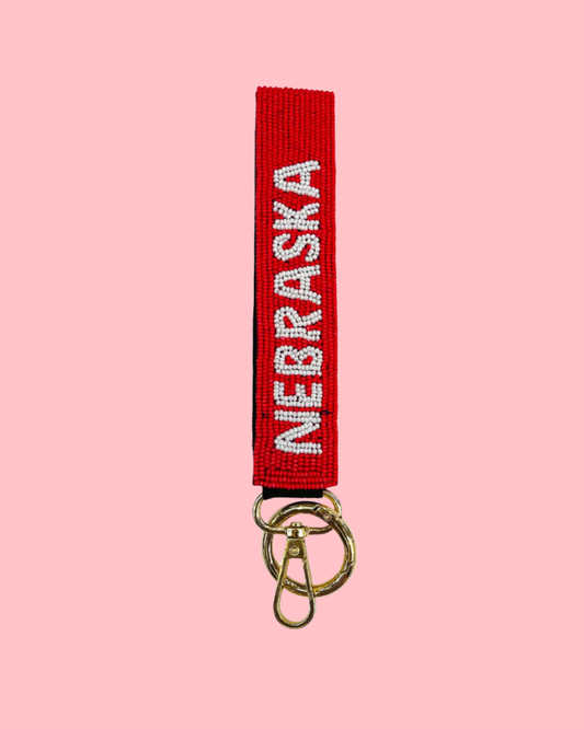 Nebraska Beaded Key Chain
