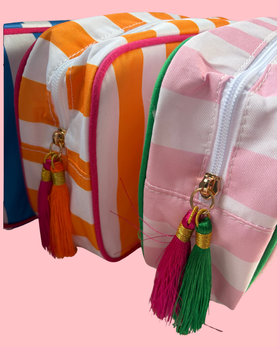 Monogram Striped Cosmetic Bag